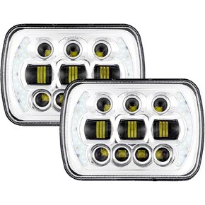 5x7 LED Headlights, Auxbeam 85W 7x6 LED Headlights with DRL High Low Beam Rectangular H6054 Headlamp Compatible for Jeep Wrangler YJ Cherokee XJ H6054 H5054 H6054LL 69822 6052 (2Pcs Black)