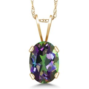 Gem Stone King 14K Yellow Gold Pink Tourmaline Pendant Necklace | 0.70 Cttw | Oval 7X5MM | Gold Necklace for Women | With 18 Inch Chain