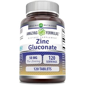 Amazing Formulas Zinc Gluconate 50mg 250 Tablets Supplement | Non-GMO | Gluten Free | Made in USA