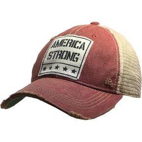 VINTAGE LIFE America Strong Vintage Distressed Trucker Cap, Dark Red, Adult Headwear Accessories