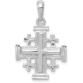 Lex & Lu 14k White Gold Jerusalem Cross Pendant LAL77009