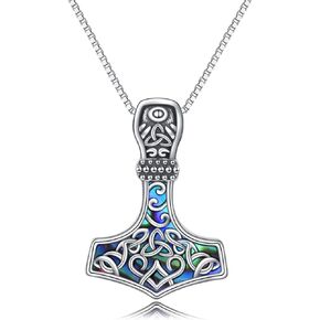 Mjolnir المطرقة قلادة فضة ثور المطرقة قلادة قلادة الشمال فايكنغ مجوهرات هدايا للنساء