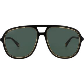 Gucci Women's Pure Acetate Aviator, Black-Black-Green, One Size