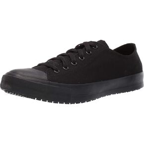 Shoes for Crews Delray, Men's, Women's, Unisex Canvas Work Shoes, Slip Resistant, Water Resistant, Black, Men's 12 / Women's 13.5 Wide