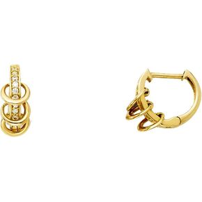 14k REAL Yellow Gold 5mm Thickness Fancy Huggie Hoop Earrings (10mm Diameter)