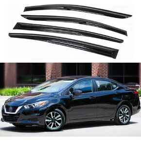 Window Visors Compatible with 2020 2021 2022 2023 2024 Nissan Versa Sedan,Rain Guards Sun Shields Window Deflector,Tape-On Mugen Style,4PCS
