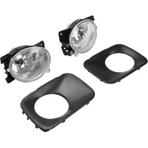 HECASA Pair Fog Lights w/Bezel Compatible with 2009-2011 Honda Pilot Replacement for HO2595100 HO2594100 HO1038101 HO1039101 Front Fog Lamp Cover Trim LH & RH