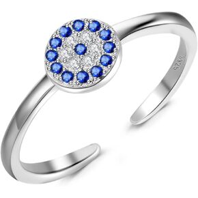S925 Sterling Silver Evil Eye Rings Adjustable Protection Band for Women in Kuwait