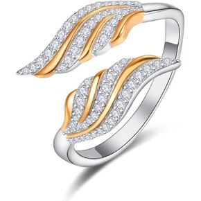 TANGPOET ريشة الملاك الجناح الدائري 925 الفضة الاسترليني خاتم يدوي قابل للتعديل، هدايا مجوهرات للنساء السيدات الفتيات in Kuwait