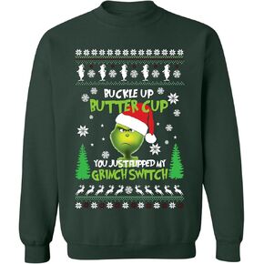 ALLNTRENDS Buckle Up Butter Cup You Just Flipped My Switch Ugly Christmas Sweatshirt
