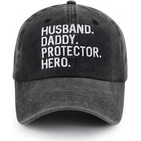 Husband Daddy Protector Hero Hat, Adjustable Cotton Embroidered Fathers Day Birthday Gifts for Dad Baseball Cap