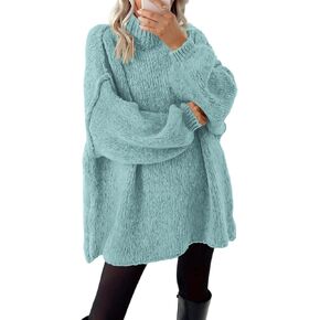 BTFBM Women's Long Pullover Sweaters 2024 Fall Winter Mock Neck Long Sleeve Thick Oversized Casual Knitted Jumper Tops