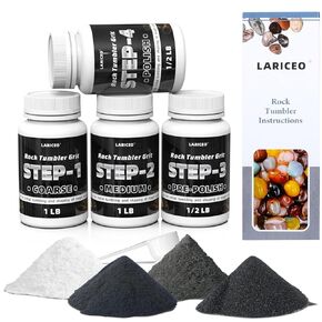 4-Step Rock Tumbler Grit and Polish Refill Kit, Premium Rock Tumbler Media, Effective Rock Tumbling Supplies for Producing Gorgeous Polished Stones, Suitable for All Rock Polishers and Tumblers
