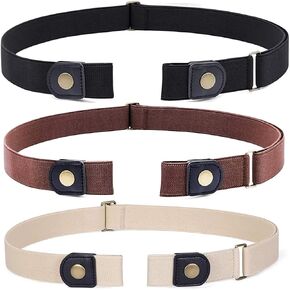 3 Pieces No Buckle Elastic Belt for Women Buckless Belt Stretch Belt Invisible Elastic Belt for Pants Jeans