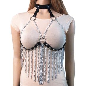 Women's Punk Waist Belt Body Chain Faux Leather Harness Adjustable with Buckles and O-Rings(LB-40)