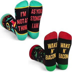 Lavley Funny 420 Marijuana Weed Socks For Men & Women - Stoner Gifts For Pot Smokers