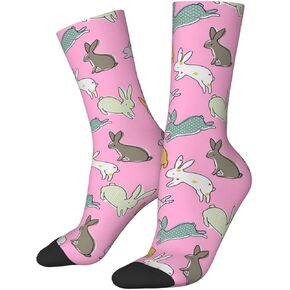 Cute Bunny Socks Men's Xmas Easter Novelty Funny Crew Length Casual Dress Socks Women's Animals Socks, Adults