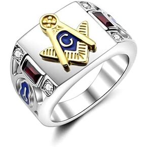 Freemason Masonic Rings Men's Stainless Steel Vintage Ring Birthday Gifts for Boyfriend Graduation Gifts Freemason Fan Gifts