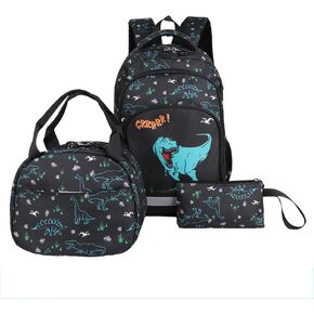 Dinosaur Backpack Set Boys Girls Meal Bag Pen Bag Lightweight Backpack
