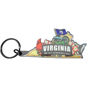 Westmon Works Virginia Keychain State Souvenir with Map and Flag Images Acrylic Key Chain