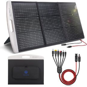 100W Portable Solar Panel,20V Foldable Solar Charger for Power Station Generator，Solar Panels with MC4 Connectors and 6in1 Solar Cable，23.5% High Efficiency IP65 Waterproof for RV, Camping, Blackout