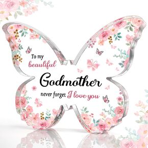 Gifts for Godmother, Unique Godmother Gifts from Godchild - 5x3.8x0.5 Inch Butterfly Acrylic Plaque Gift - Will You Be My Godmother, Mothers Day Birthday Christmas Gift for Godmother