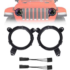 YEEG DIRECT Wrangler JL Round Headlight 9 Inch Mounting Brackets All-Directional Adjustment Replacement with Adapter Harness for 2018 2020 2021 2022 2023 2024 Wrangler JL JLU Gladiator JT