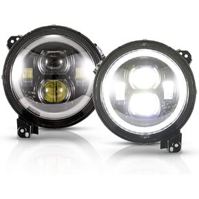 BUNKER INDUST Wrangler JL 9" Inch LED Headlights with Halo DRL,Pair Round Headlamp with Daytime Running Lights for 2018 2019 2020 2021 2022 Jeep Wrangler JL Accessories Jeep Gladiator JT