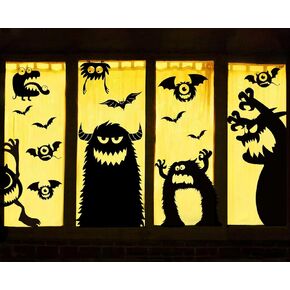 Large Halloween Window Clings Decorations Halloween Window Silhouette Decorations Scary Monster Silhouette Giant Halloween Stickers for Window