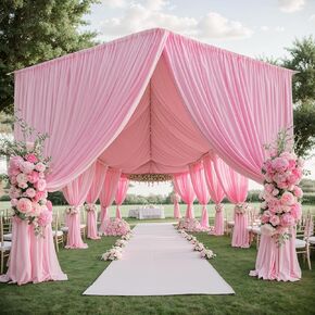 4 Panels 5x40ft White Ceiling Drapes for Wedding, Wrinkle Free Thick Polyester 40ft Long Canopy Tent Ceiling Draping Curtains Arch Drapery for Birthday Party Event Venue Decoration
