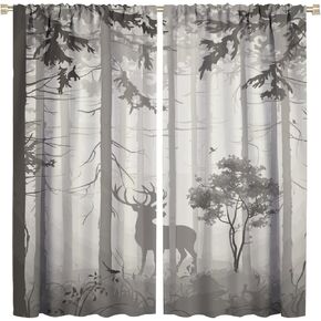 Bear Deer Blackout Curtain,African Grasslands Rustic Wildlife Moose Mountain Elk Bear Giraffe Forest Animals Window Curtains for Boys Girls Bedroom Living Room Kitchen Decoration,2 Panels W42 xL54