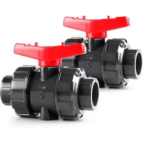 2 Pack 3/4" Upvc True Union Ball Valve With Full Port, Upvc Full Flow Double Union Ball Valve, Slip Socket Ball Valve With Full Port For Water System, Epdm O-Rings And Reversible Ptfe Seats