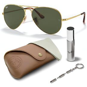 Ray-Ban RB3689 Aviator Metal II Sunglasses for Men and Women With Eyewear Kit Bundle- Timeless Classic Sun Glasses