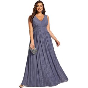 Ever-Pretty Plus Women's Plus Size Glitter Mother of The Bride Dress Pleated Sleeveless Evening Dress 02133-DAPH