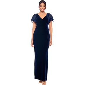 Betsy & Adam Women' S Sequin Velvet V-Neck Dress