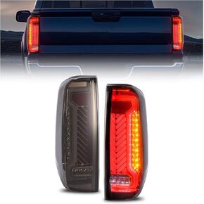 HECASA LED Tail Lights Compatible with 2005-2021 Nissan Frontier 2009-2012 Suzuki Equator Replacement for NI2801170 NI2800170 Rear Brake Tail Lamps w/LED Tube Bar LH&RH - Smoke Lens Chrome Housing