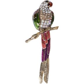 Alilang Womens Tropical Pirate Parrot Bird Moveable Tail Feather Convertible to Pendant Brooch Pin