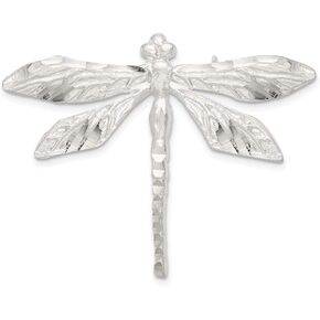 Solid 925 Sterling Silver Satin Finish Diamond Cut Dragon Fly Pin