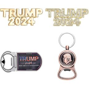 Donald Trump Merchandise 2024 Fathers Day Christmas or Birthday Gifts for Men Women Mom Dad Husband or Wife, 2 Brooch Pins and 2 Bottle Openers
