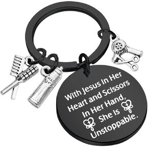 PLITI Hair Stylist Keychain Hairdresser Gift Cosmetology Graduation Gift Hair Barber Gift Hairstylist Birthday Key rings