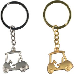 Pokinge 2Pcs Golf Cart Pendant Keychain,Zinc Alloy Golf Cart Key Ring Unisex Key Organizer Holder Bag Charm Hanging Keyring Holder Gifts for Golfer Golf Lover