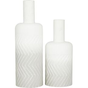 Deco 79 Metal Decorative Vase Centerpiece Vases, Set of 2 Flower Vases for Home Decoration 18", 14"H, White