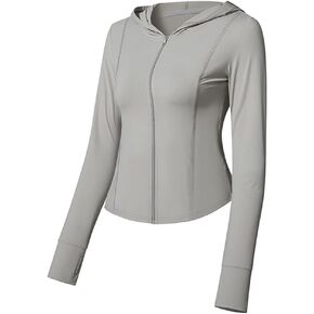 Women's Athletic Lightweight Full Zip Workout Jacket with Thumb Holes Long Sleeve Sun Shirt Ultraviolet-proof UPF50+