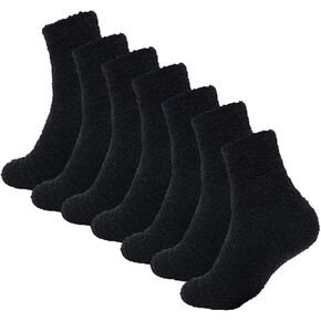 7 Pairs Women Fuzzy Socks Warm Cozy Fluffy Crew Socks Plush Sleep Socks Cabin Soft House Socks Christmas Gifts