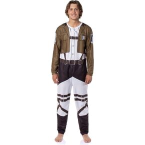 Bioworld Attack on Titan Union Suit Eren Jaeger Scout Regiment Costume One Piece Pajama For Men Women