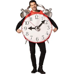 Rasta Imposta Retro Alarm Clock with Bell Halloween Costume Vintage Clocks Novelty Party Funny Mens Womens Costumes, Adult One Size