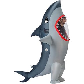 Spooktacular Creations Adult Inflatable Shark Costume, Realistic Gray Shark Blow-up Costume, Full Body Deluxe Halloween Animal Inflatable Costume in Kuwait