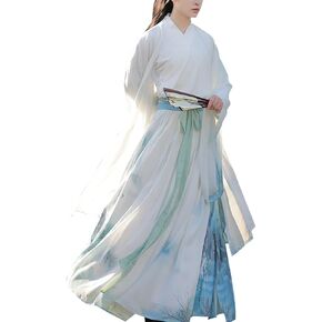 Men's Hanfu Ancient Chinese Costume Wei Jin Style Qiyao Ruqun Wide Sleeve Cloak Outfit