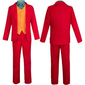 Joaquin Phoenix Cosplay Costume Clown Clothes Arthur Fleck Red Suit Halloween The Joker Jacket Uniform