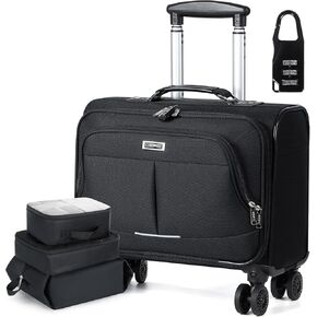 Lekebobor Rolling Laptop Bag with 3 Packing Cubes, Rolling Briefcase for Men Women Fits Up to 15.6 Inch Laptop Briefcase on Wheels